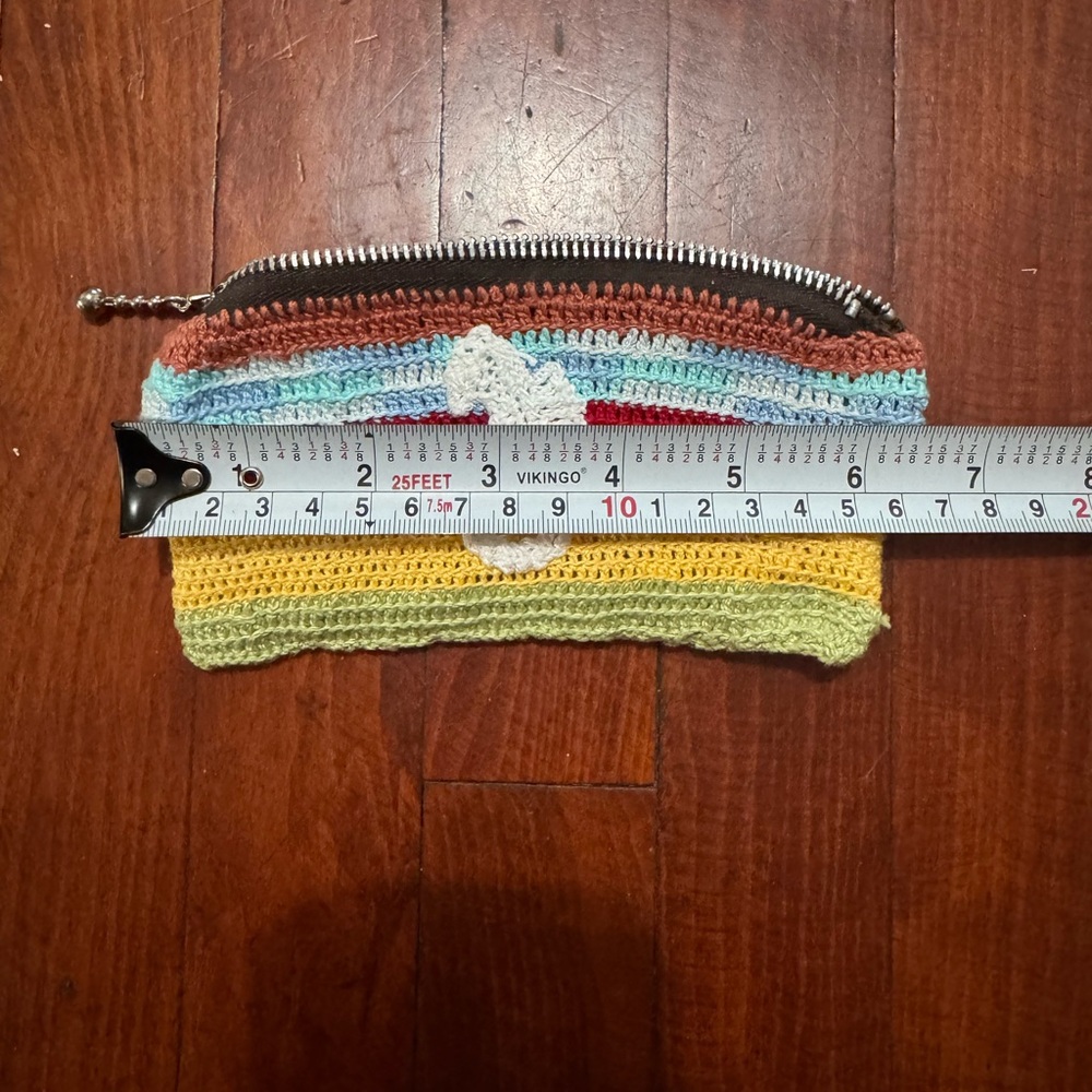 Crocheted Striped Pouch with Seahorse Accent Hand made - Picture 5 of 8